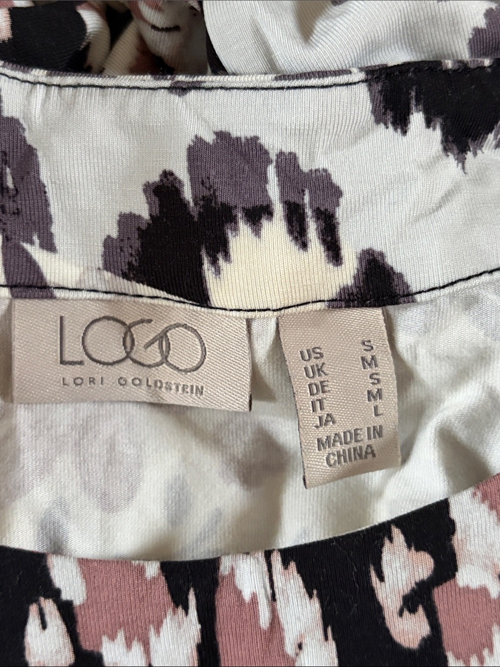 LOGO by Lori Goldstein Black, Blush and White Mixed-Print Tunic, small - Picture 5 of 5